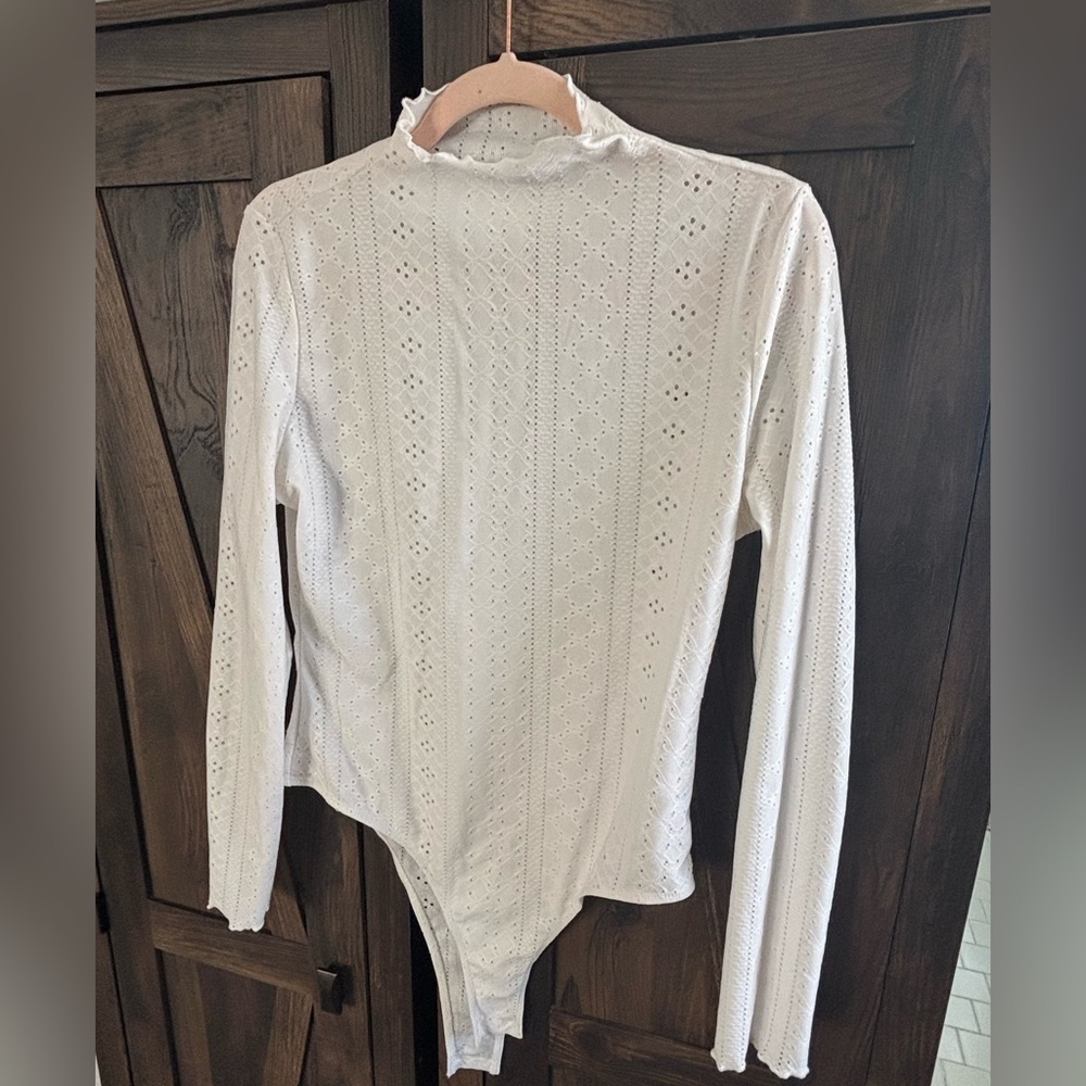 Scalloped and eyelet bodysuit